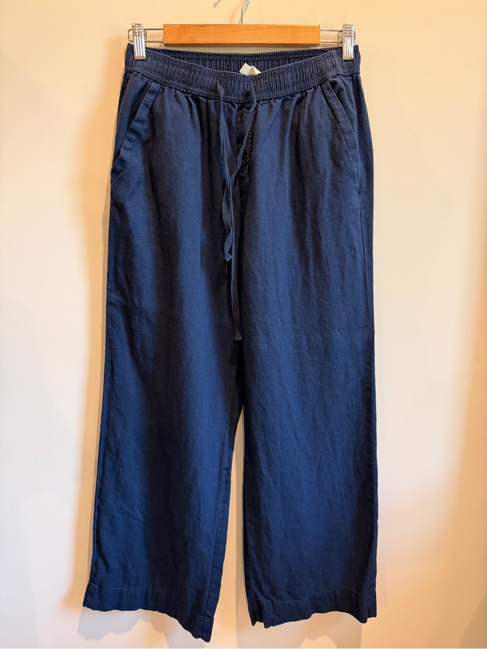 Briggs New York Navy Drawstring Wide-Leg Linen pants (medium)